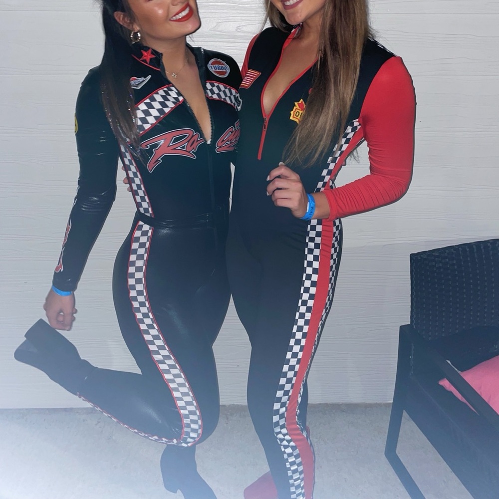 Red and Black Racing suite with Checkered Pattern - Picture 3 of 3